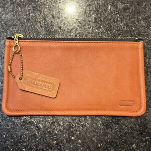 Coach Tan Leather Pouch with Gold Accents